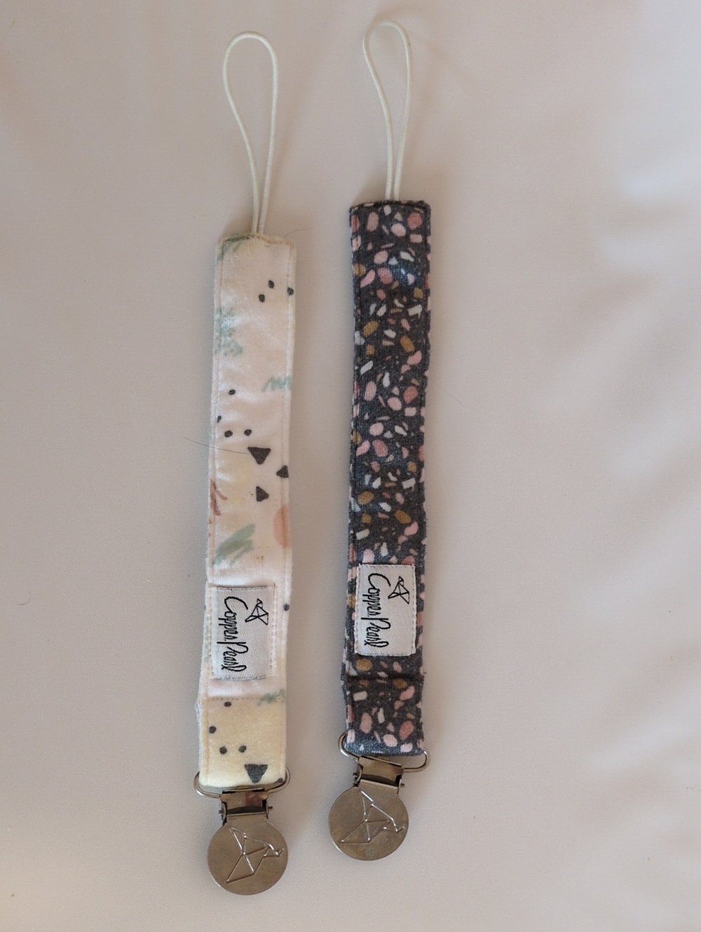 Copper Pearl Pacifier Clip Set Of 2